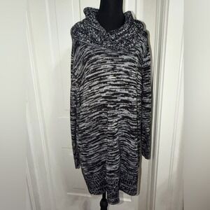 Alyx Black and Gray Cowl‎ Neck Sweater, Womens 2x, HEATHERED, LONG SLEEVE
